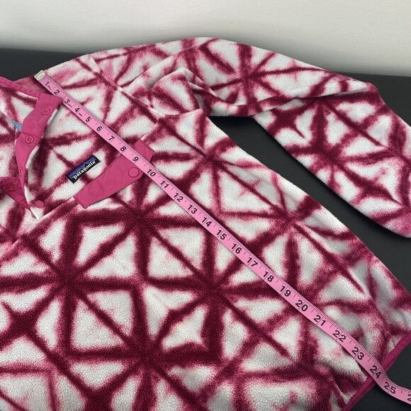 Patagonia Women's Synchilla T Snap Pullover Size S Pink Tie Dye Diamond Jacket - Picture 9 of 10